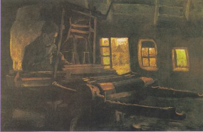 Weber in einem Raum mit drei schmalen Fenstern von Vincent van Gogh